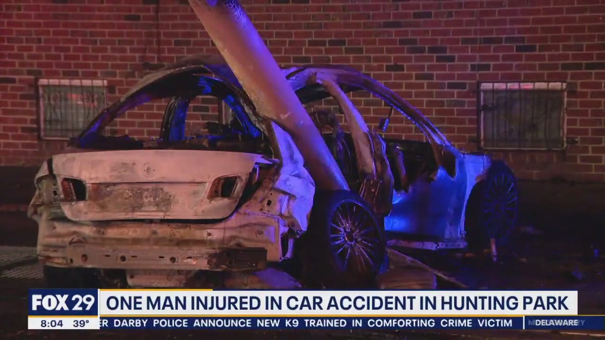 One man injured in Hunting Park car crash